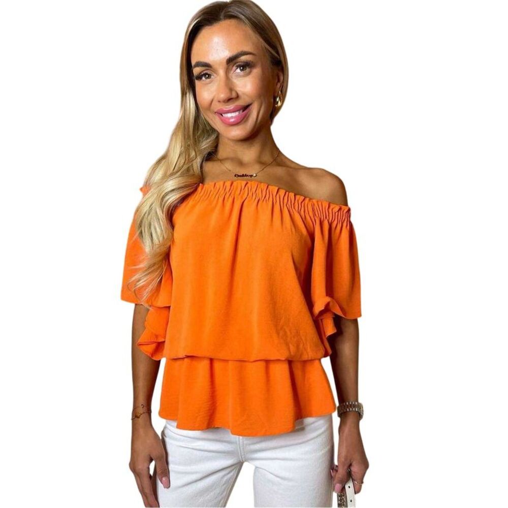 AX Paris Womens/Ladies Ruffle Hem Bardot Top / Orange